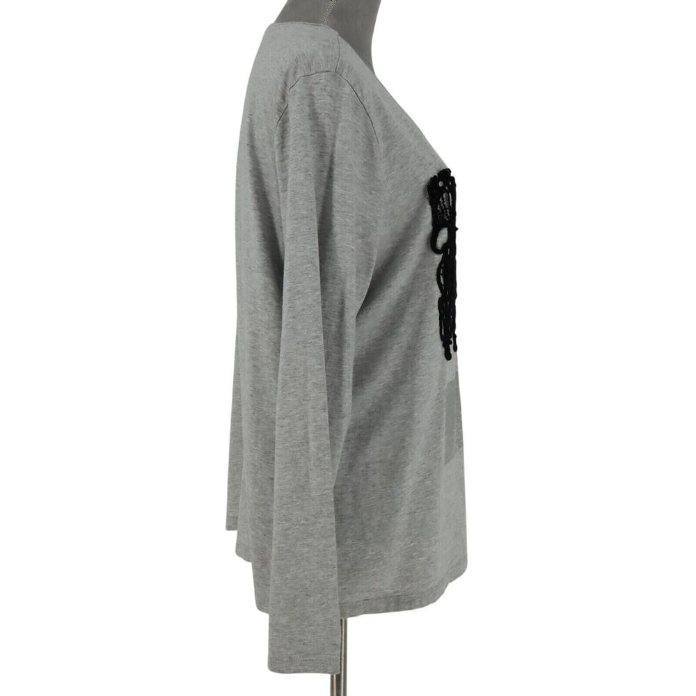Chicos Zenergy Top 3 Womens XL 16 Gray T-shirt Lace Scoop Neck Pullover Whimsy - Picture 5 of 13